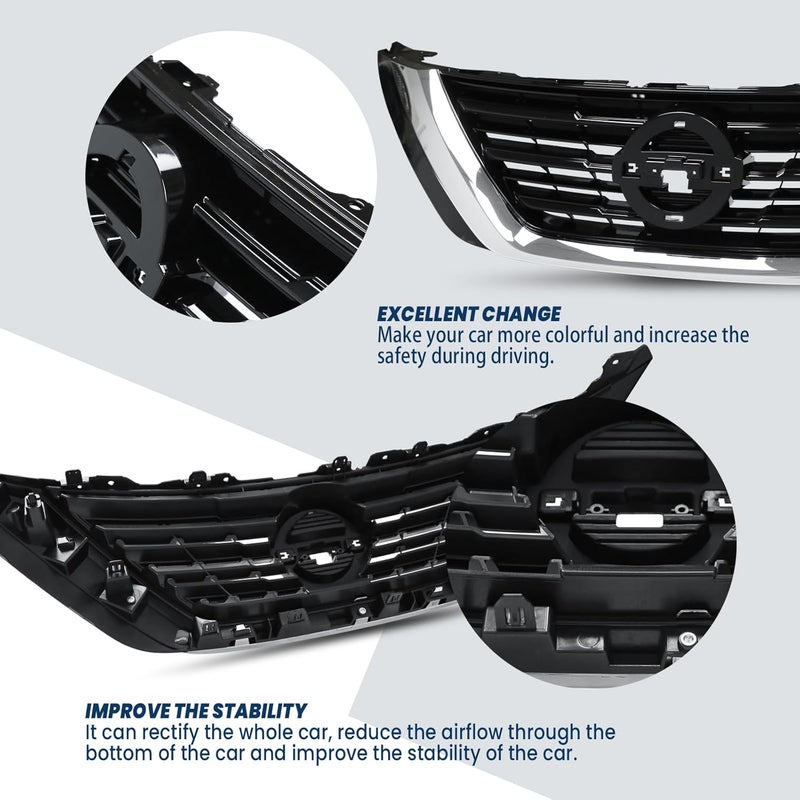 Kspeed Front Bumper Black Air Intake Grille Replacement Shroud Front Air Intake Grill Replacement Kit Compatible with 2016 2017 2018 Nissan Altima Sedan - Image 4